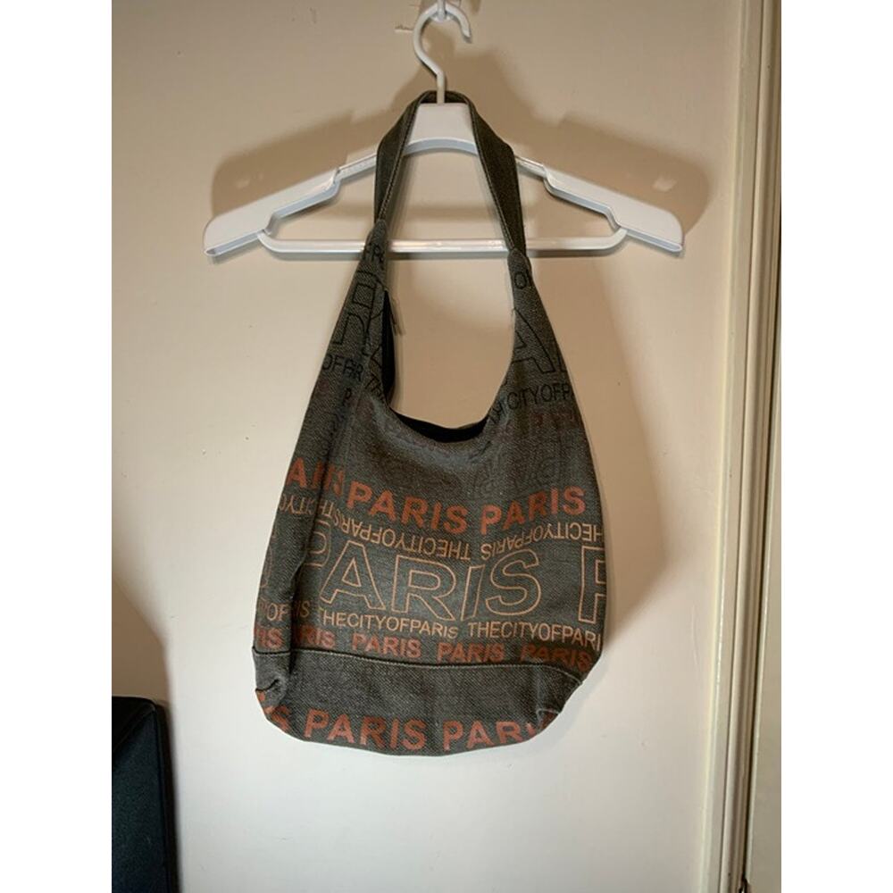Robin Ruth 100% Canvas Hobo Shoulder Bag Paris Print Boho Large USED